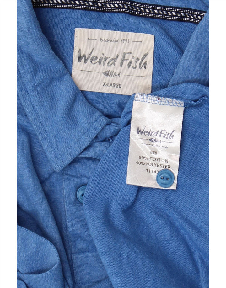 WEIRD FISH Mens Polo Shirt XL Blue Cotton