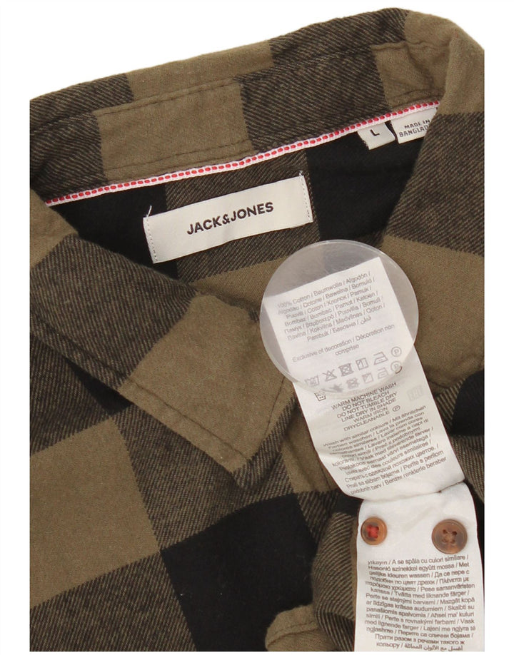 Cămașă de flanel Jack & Jones pentru bărbați, bumbac mare kaki vichy