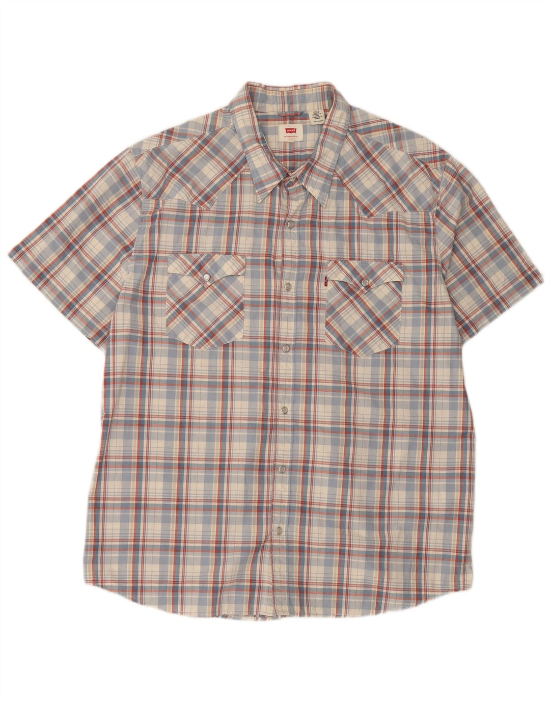 Cămașă cu mânecă scurtă pentru bărbați Levi's 2XL, bumbac cu carouri albastre
