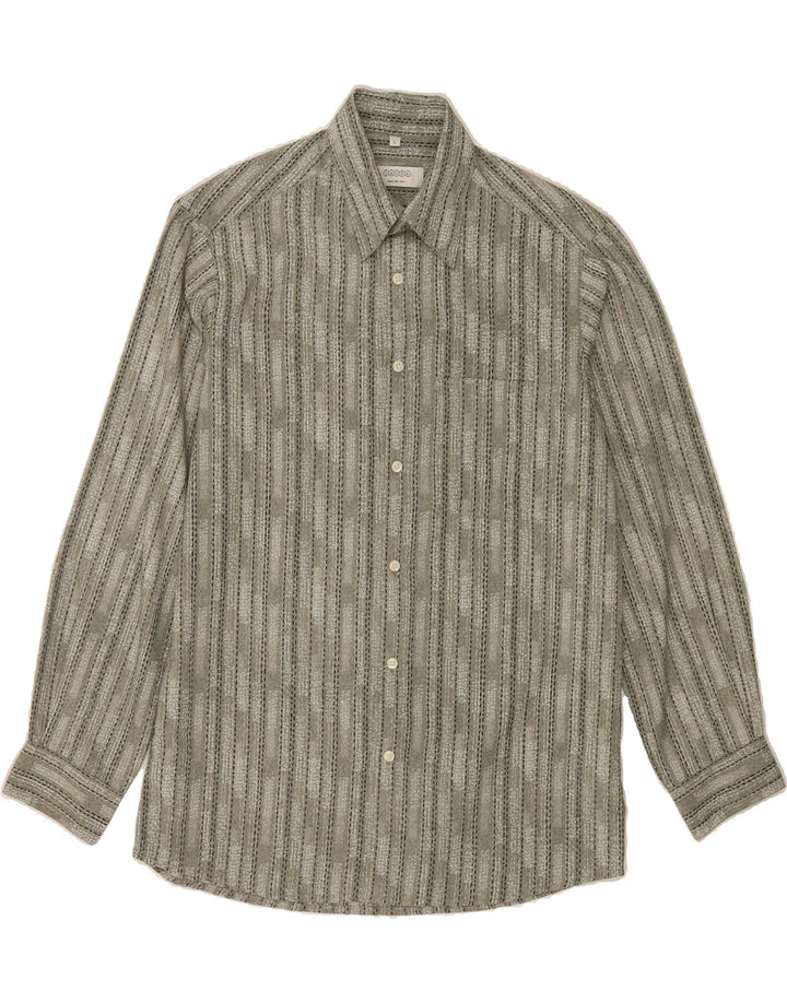 CANDA Mens Shirt Large Green Striped Polyester Vintage Canda and Second-Hand Canda from Messina Hembry 