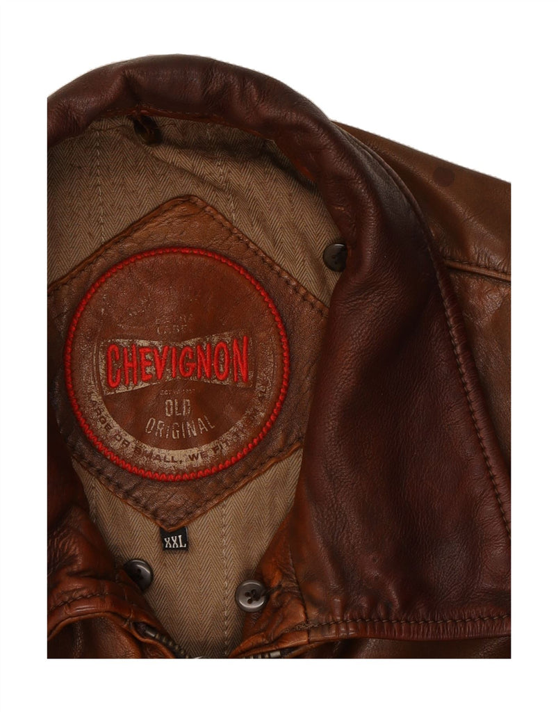 CHEVIGNON Mens Leather Jacket UK 44 2XL Brown Leather Vintage Chevignon and Second-Hand Chevignon from Messina Hembry 