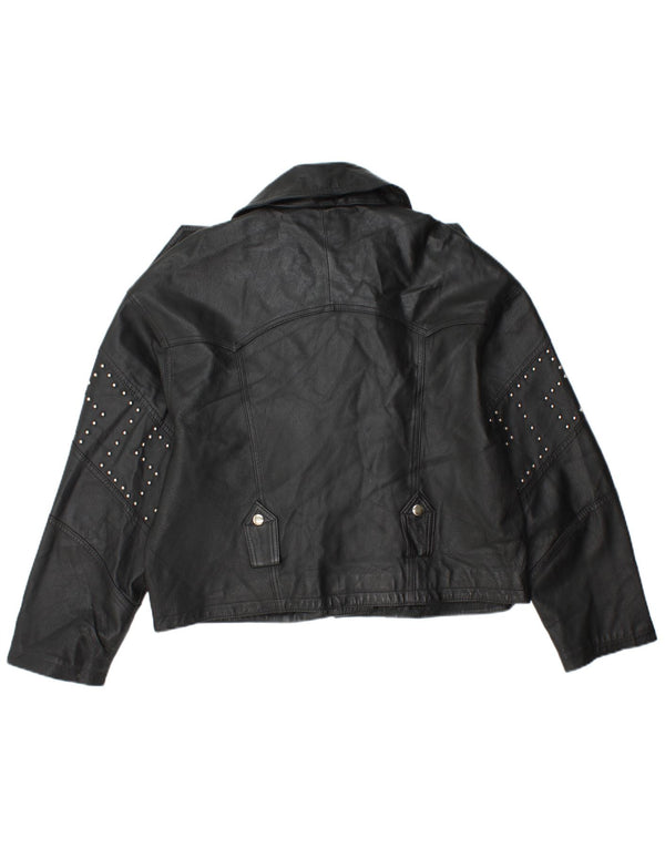 Jachetă de motociclist din piele scurtă pentru femei Front Line UK 14, mare, neagră