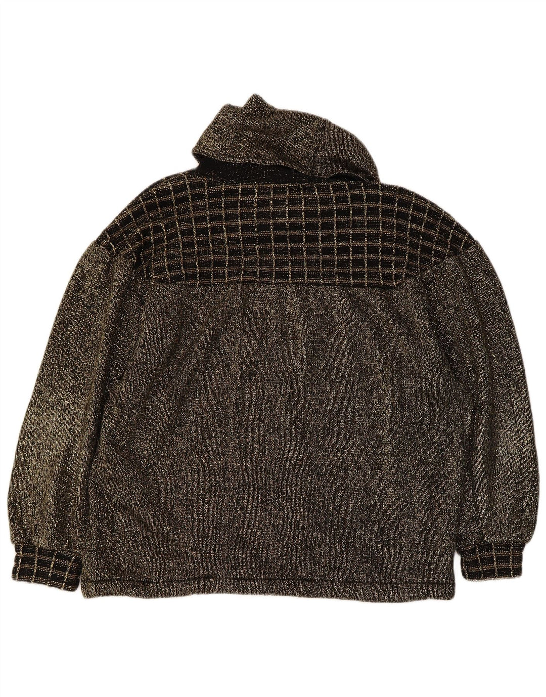 VINTAGE Womens Roll Neck Jumper Sweater UK 14 Medium Gold Flecked