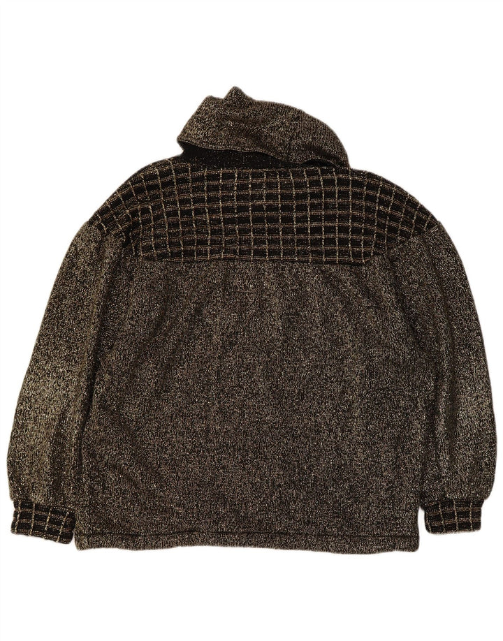 VINTAGE Womens Roll Neck Jumper Sweater UK 14 Medium Gold Flecked