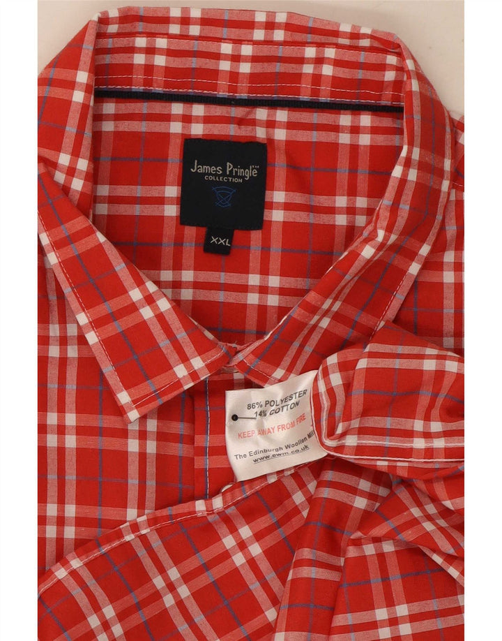 Cămașă cu mânecă scurtă pentru bărbați James Pringle 2XL poliester cu carouri roșii