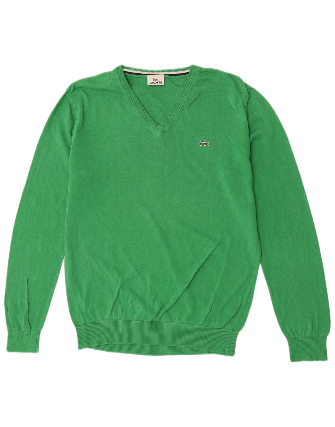 Pulover cu decolteu în V Lacoste pentru bărbați, mărimea 4, verde mediu
