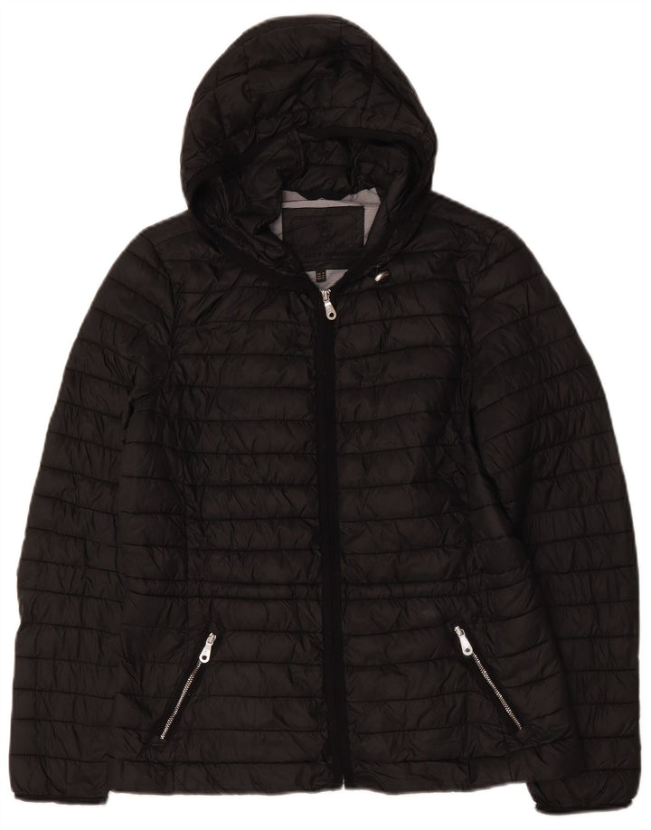 Jachetă căptușită cu glugă Massimo Dutti pentru femei UK 14 Medium Black