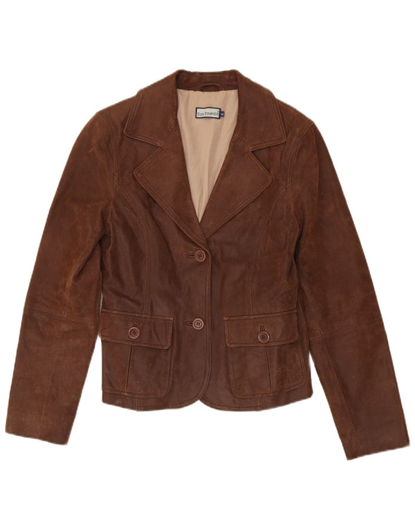 Sacou blazer din piele cu 2 nasturi Tom Tompson EU 36 Maro mic