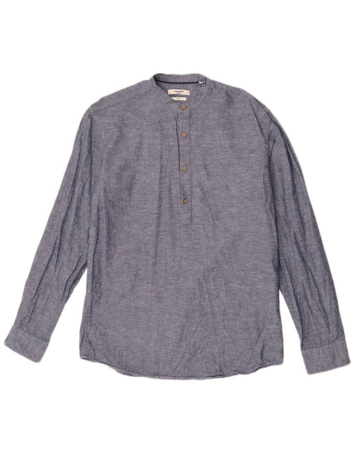 Cămașă pulover subțire premium Jack & Jones pentru bărbați, albastru marin mijlociu cu pete