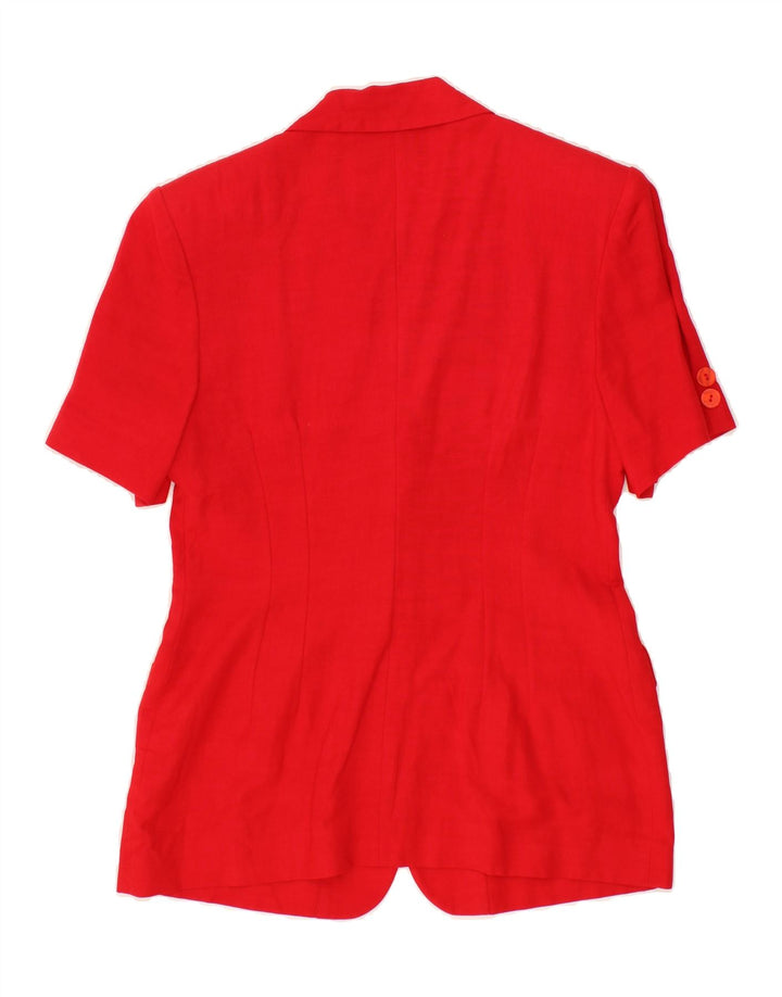 VINTAGE Womens 2 Button Short Sleeve Blazer Jacket UK 12 Medium Red Vintage Vintage and Second-Hand Vintage from Messina Hembry 