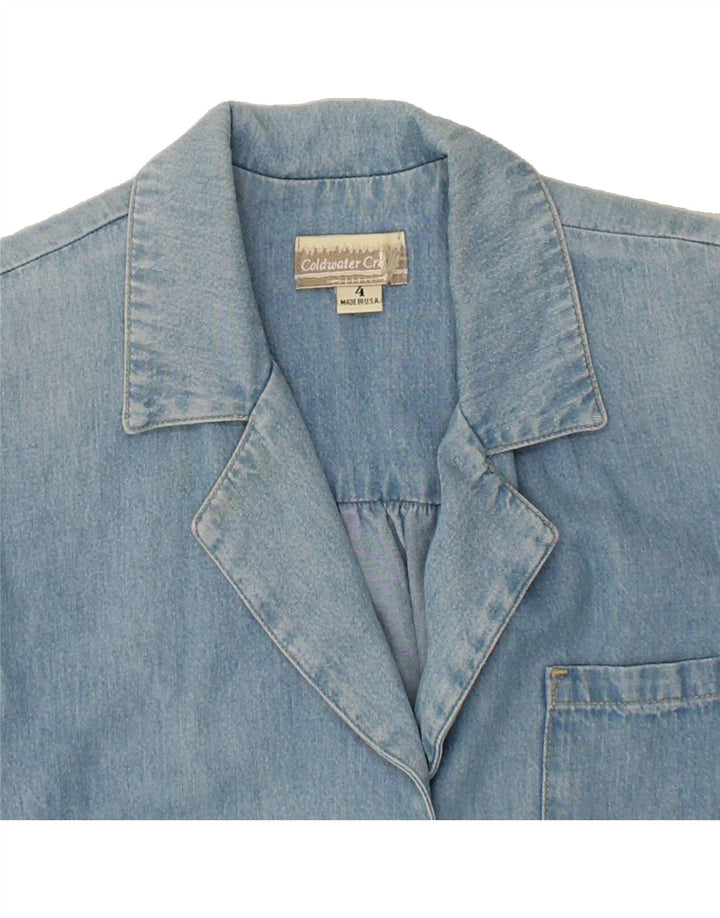 COLDWATER CREEK Womens 4 Button Denim Blazer Jacket US 4 Small Blue Vintage Coldwater Creek and Second-Hand Coldwater Creek from Messina Hembry 