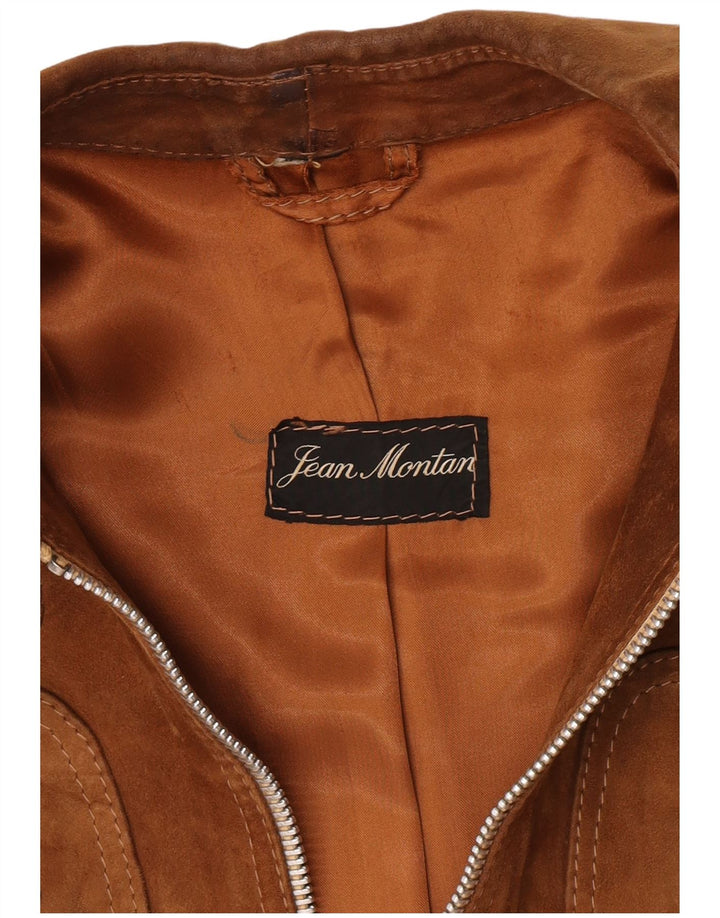 Jachetă vintage de piele intoarsa pentru femei UK 10 Small Brown