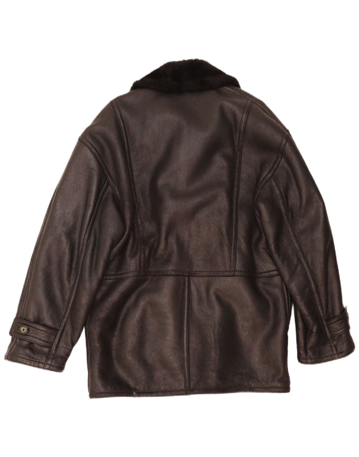 Jachetă vintage pentru bărbați din shearling IT 48 Medium Black Shearling