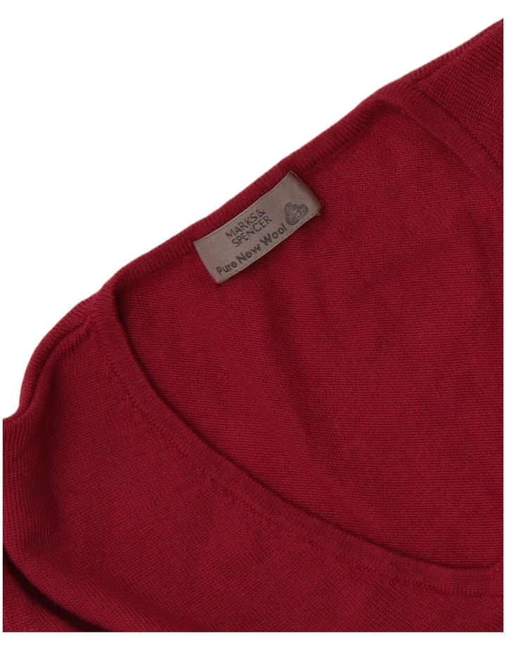 Pulover pentru femei Marks & Spencer cu decolteu în V UK 14 Medium Pink Lână nouă