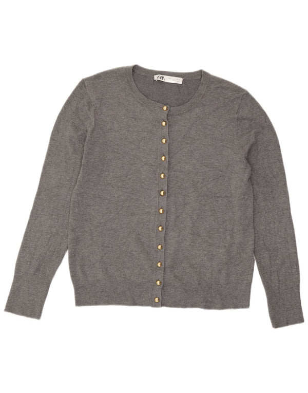 Pulover cardigan pentru femei Zara UK 14 mare, gri, viscoză cu pături