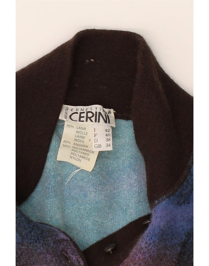 ERNESTINA CERINI Womens Button Neck Jumper Sweater IT 42 Medium Green Vintage Ernestina Cerini and Second-Hand Ernestina Cerini from Messina Hembry 