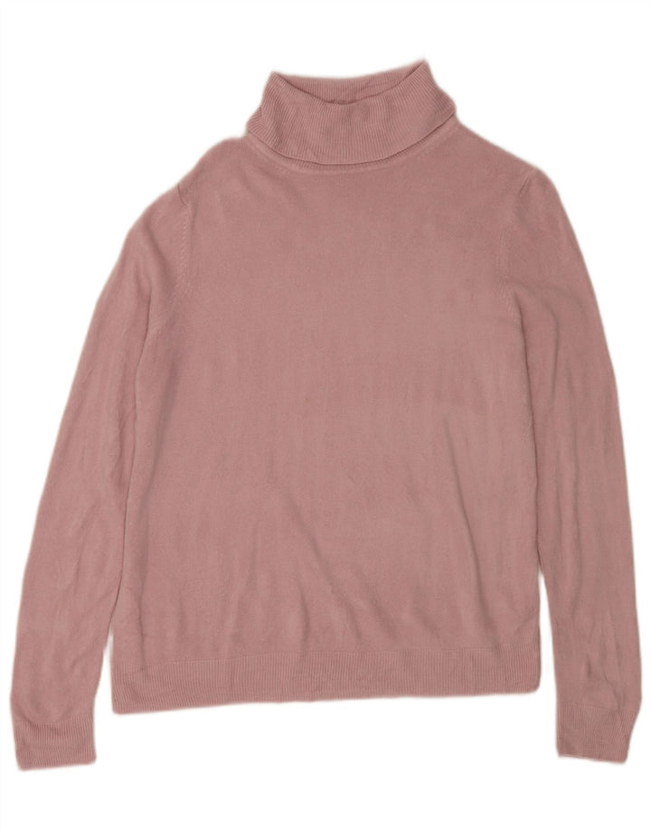 Pulover pentru femei Marks & Spencer cu gât rulat, UK 14, acrilic, roz mediu
