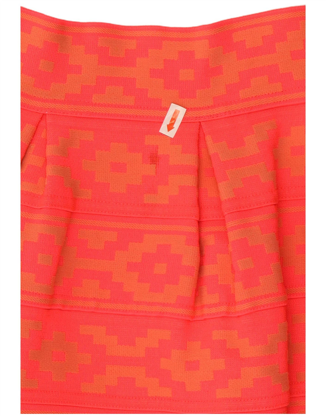 Fustă A-Line Vintage pentru femei UK 14 Medium W28 Orange Geometric Poliester