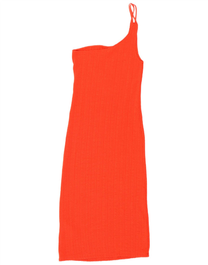 Rochie pentru femei Zara cu un umăr tricot UK 12 Poliester portocaliu mediu