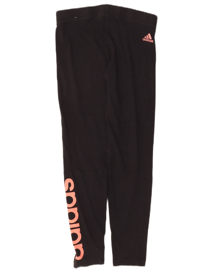 Leggings grafic Adidas pentru femei UK 12/14 bumbac mediu negru