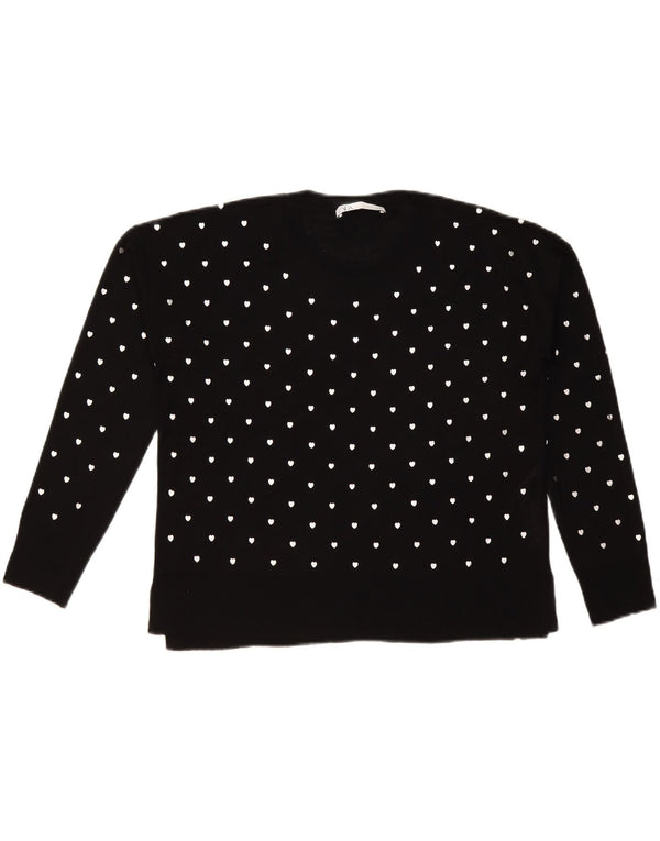 Pulover pentru femei Zara, cu model abstract, cu decolteu rotund, UK 10 Mic Negru