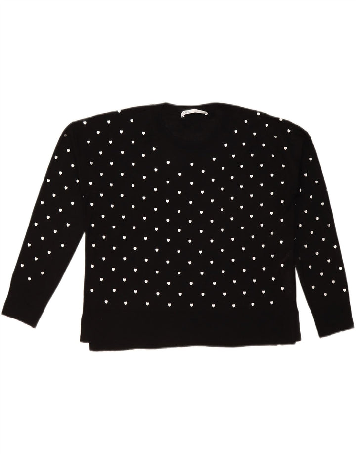 Pulover pentru femei Zara, cu model abstract, cu decolteu rotund, UK 10 Mic Negru