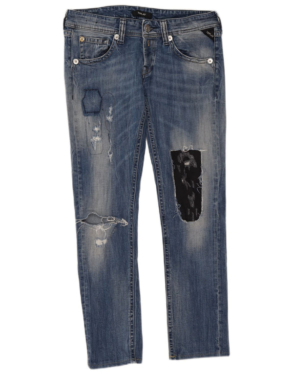 REPLAY Womens Distressed Slim Jeans W32 L29 Blue