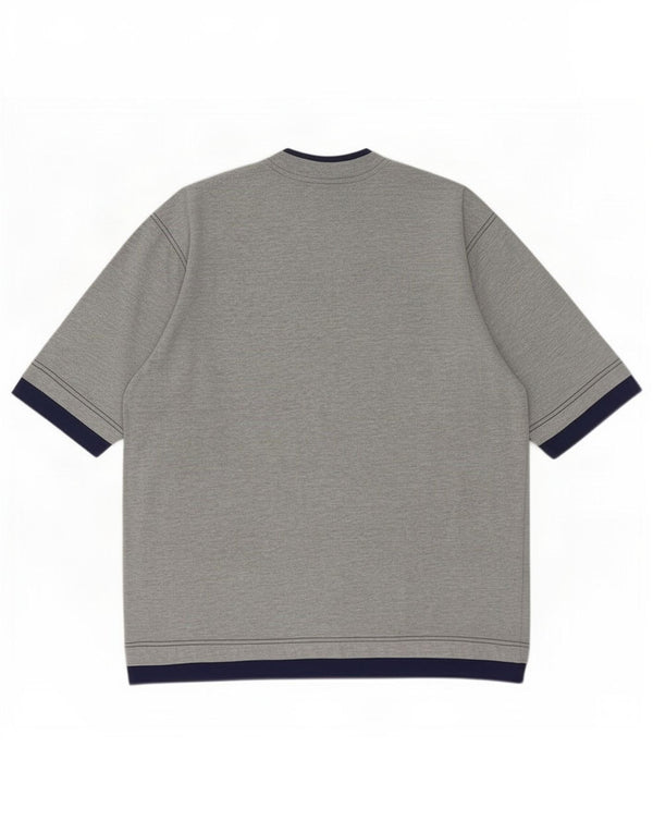 Tricou pentru bărbați Adidas Top UK 40/42 Medium Gri Colorblock Bumbac