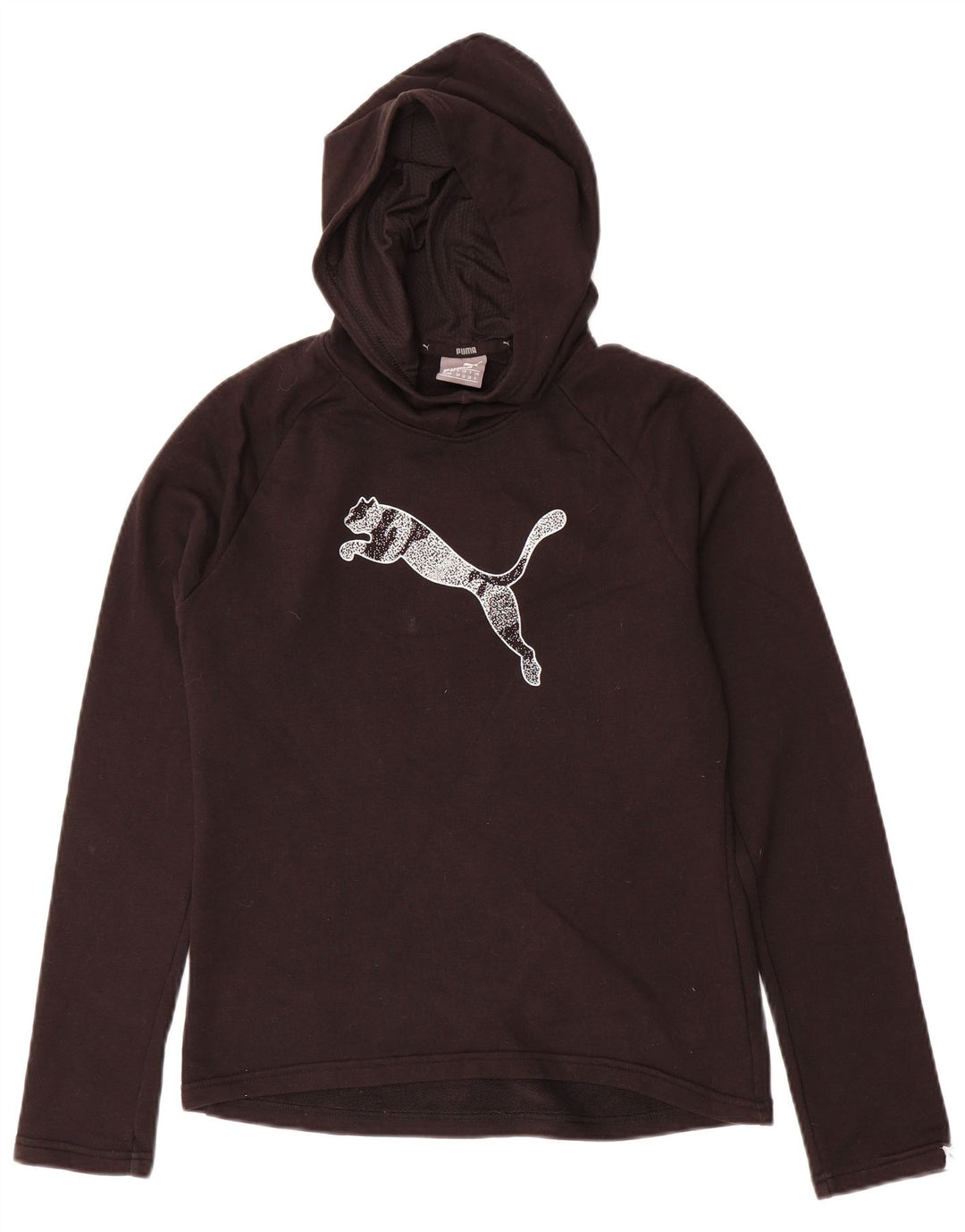 Pulover cu glugă cu grafic PUMA pentru femei UK 8 Small Negru Poliester