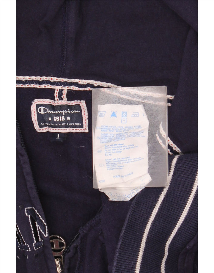 CHAMPION Pulover cu capota cu fermoar cu grafic pentru femei UK 16 mare bumbac bleumarin