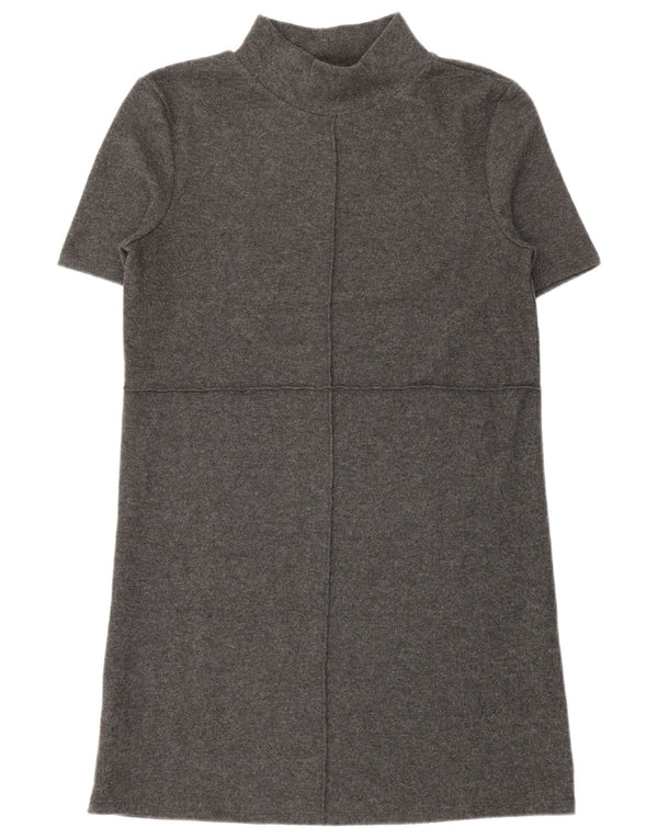 Rochie cu mâneci scurte pentru femei Zara UK 10 Poliester gri mic