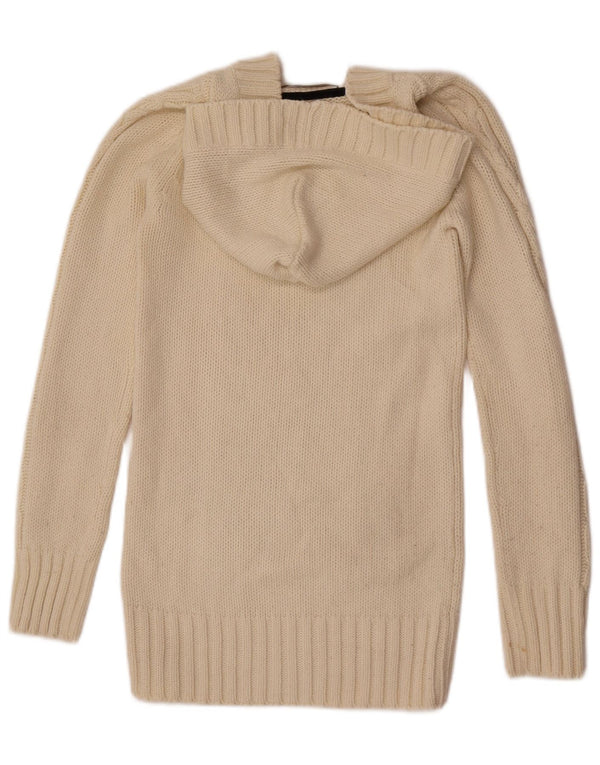 Pulover cu glugă pentru femei Zara UK 12 Medium Off White