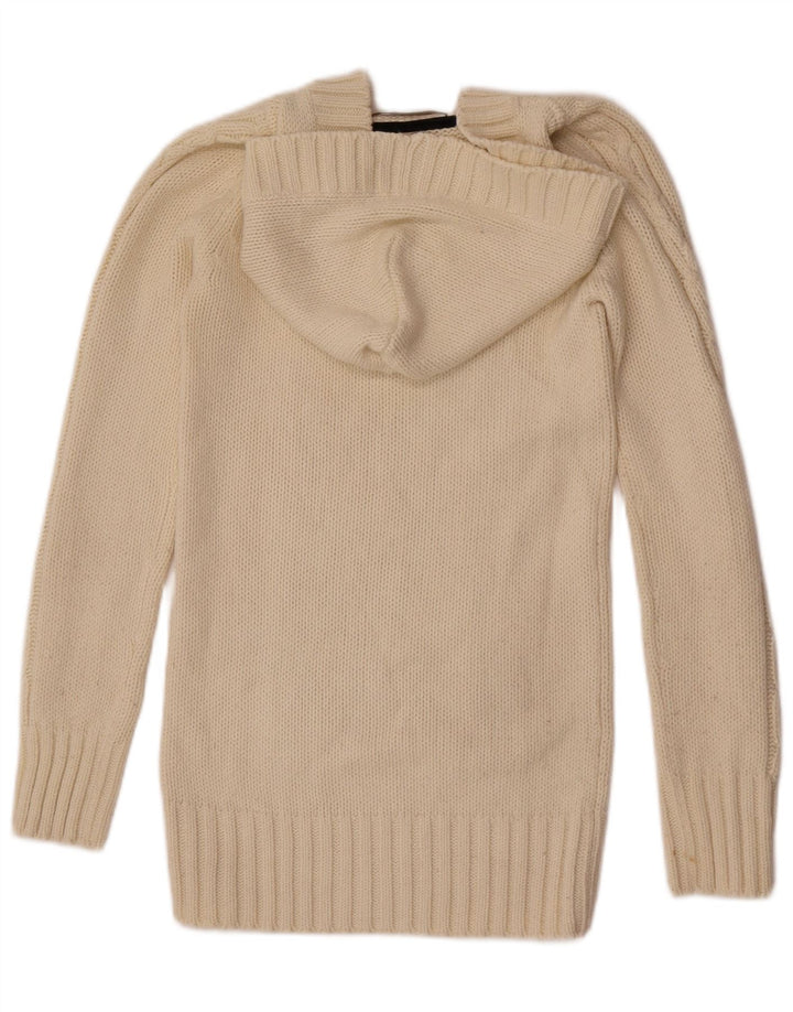 Pulover cu glugă pentru femei Zara UK 12 Medium Off White