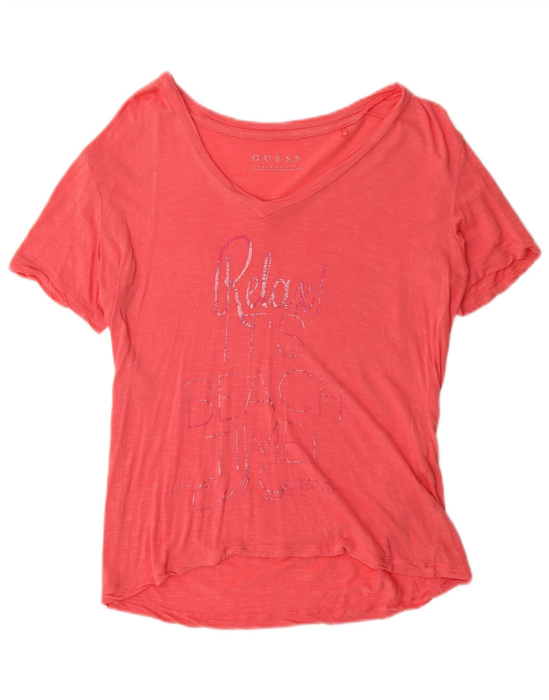 GUESS Womens Graphic T-Shirt Top UK 14 Medium Red