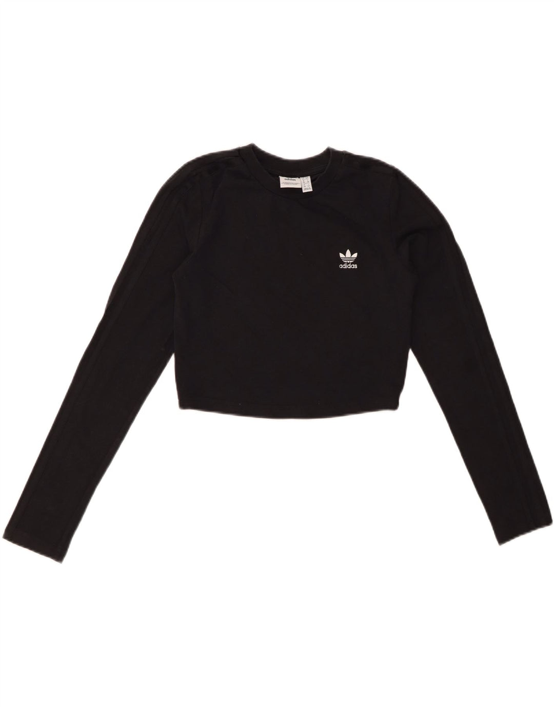 ADIDAS Crop Top pentru femei cu mânecă lungă UK 10 mic bumbac negru