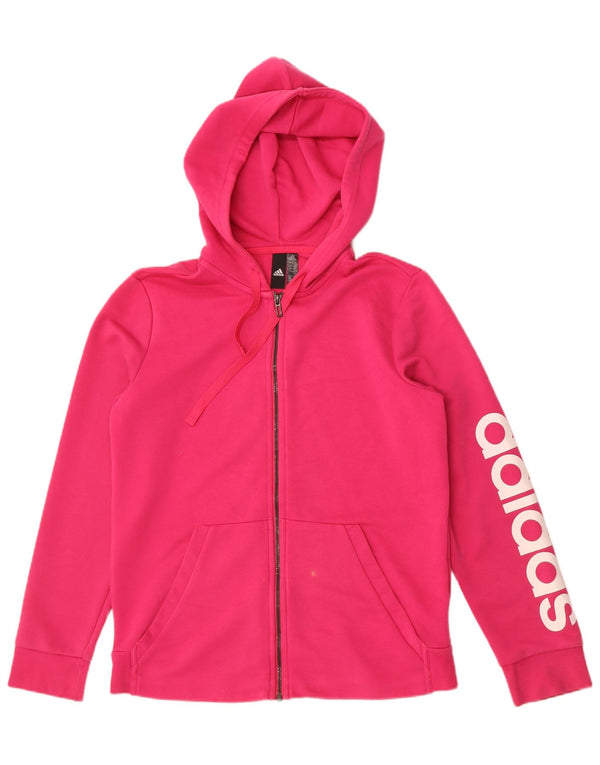 Pulover Adidas pentru femei Graphic Zip Hoodie UK 16/18 Mare bumbac roz