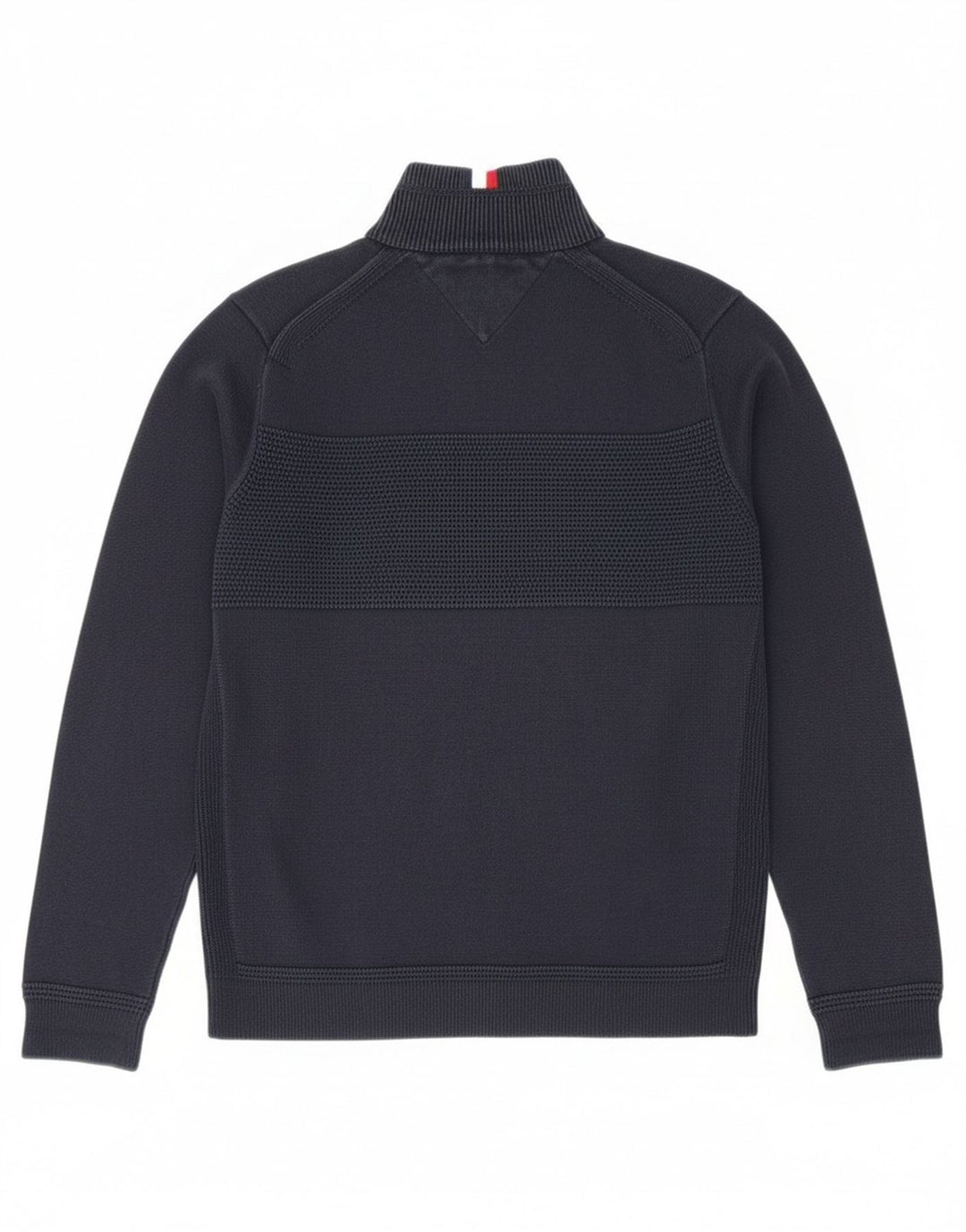 Pulover pentru bărbați Tommy Hilfiger, cu fermoar, cu gât, bumbac mediu albastru bleumarin