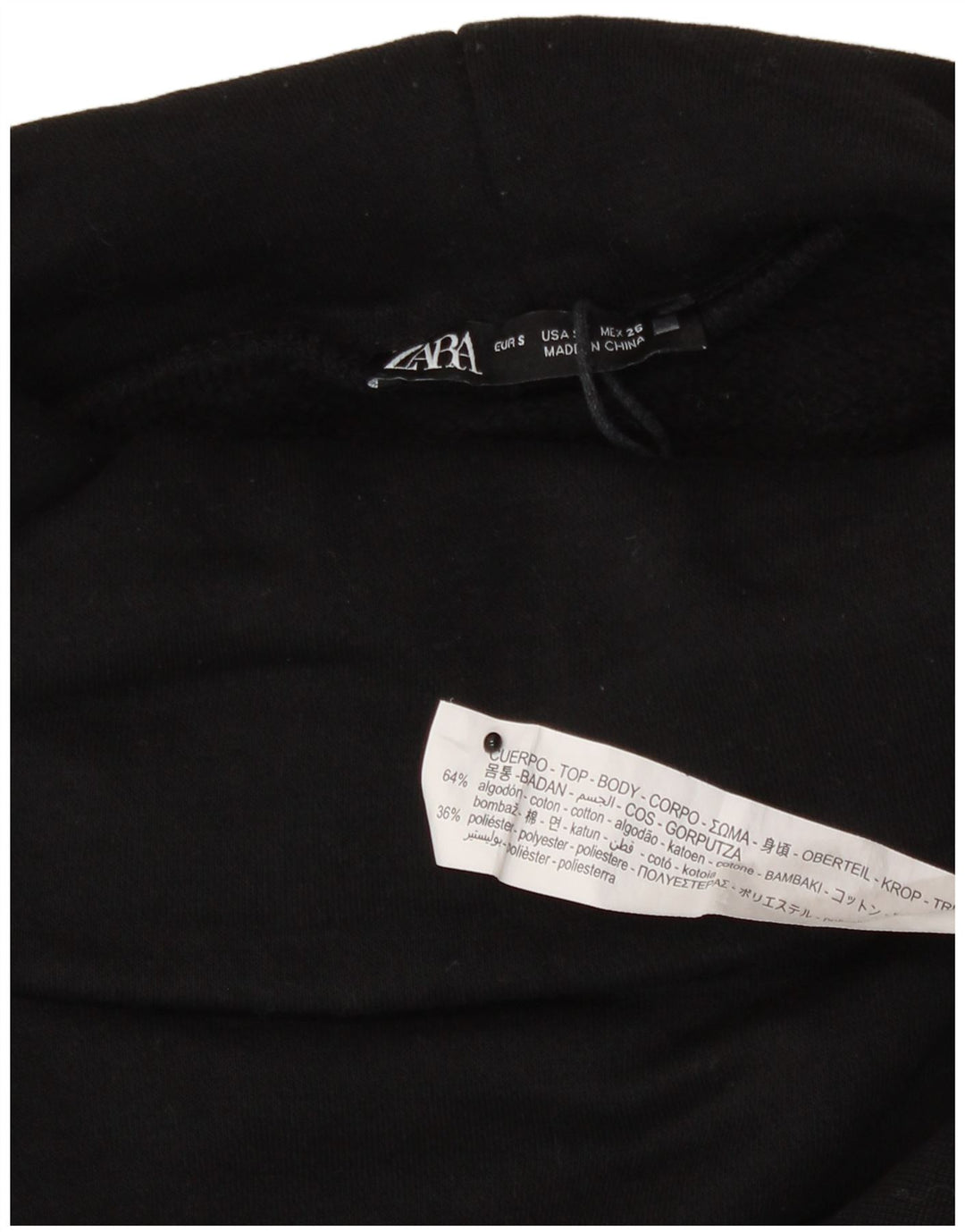 Pulover oversized Crop Zara pentru femei UK 10 Bumbac negru mic
