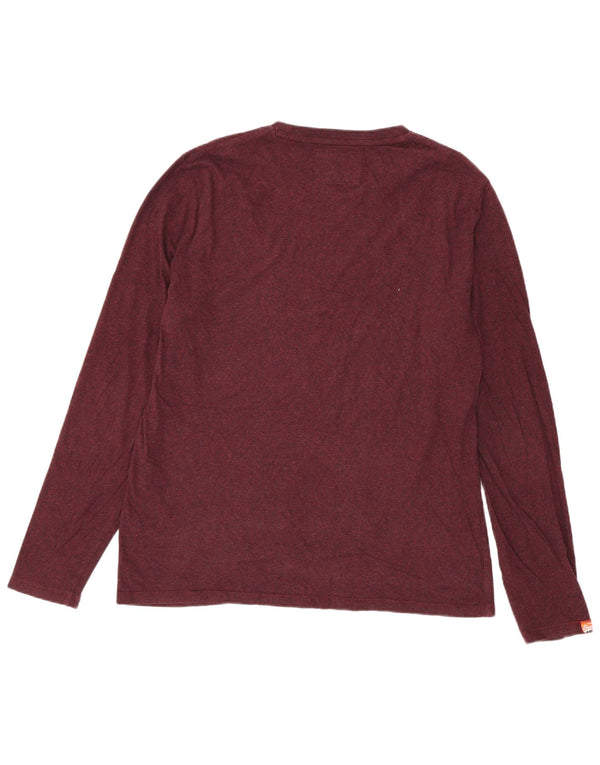Top pentru bărbați Superdry cu mânecă lungă 2XL din bumbac burgundă