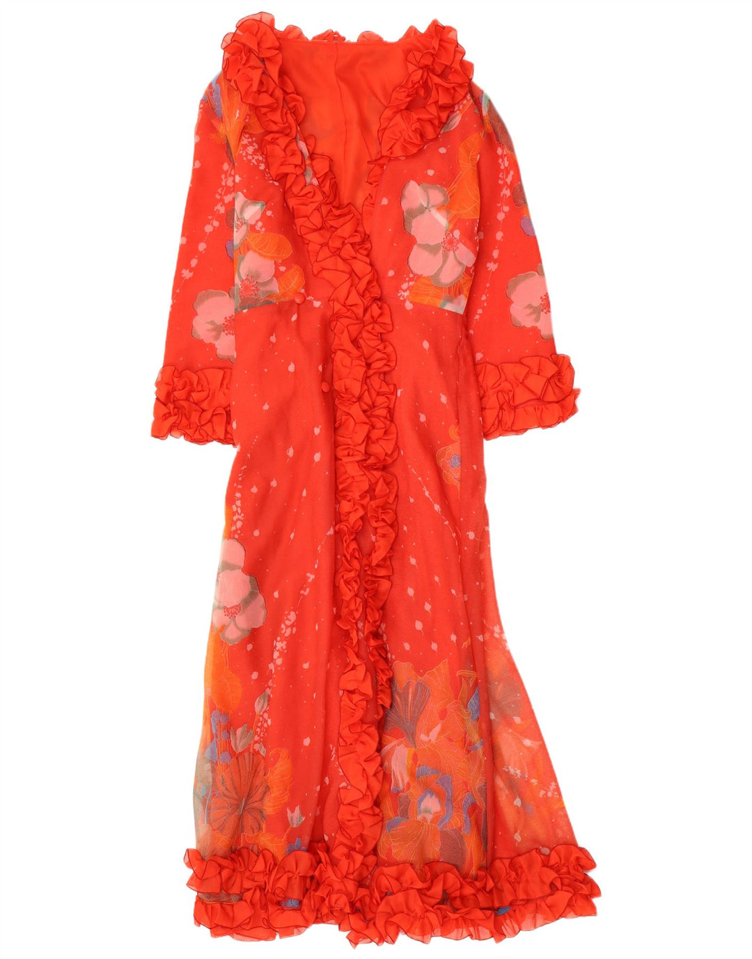 VINTAGE Rochie Maxi Rochie pentru Damă UK 12 Medium Roșu Floral