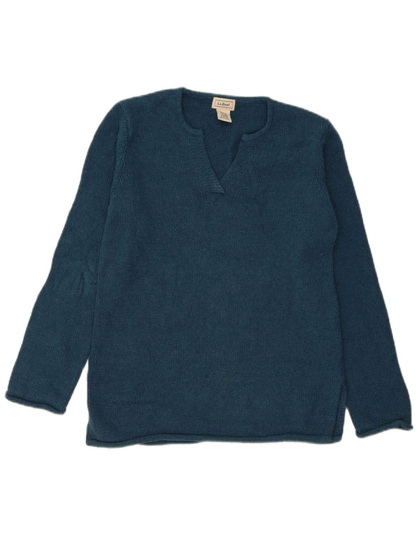 L.L.Bean Pulover supradimensionat pentru femei cu decolteu în V UK 6 XS Mătase bleumarin