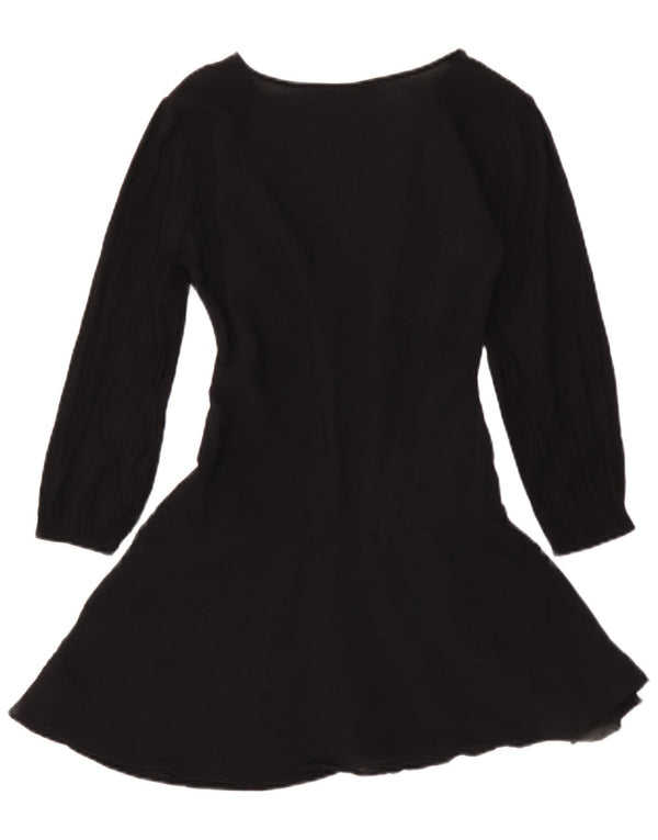 Rochie A-Line Zara Femei Mâneci 3/4 UK 6 XS Viscoză Neagră