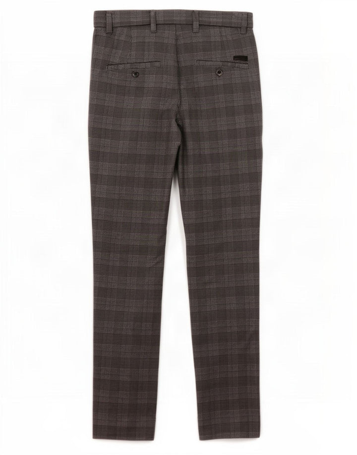 Pantaloni de costum Jack & Jones Marco Slim pentru bărbați L28 L30 poliester cu carouri gri