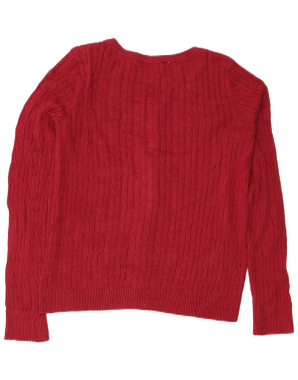 Pulover cardigan pentru femei Eddie Bauer UK 16 mare bumbac burgundy