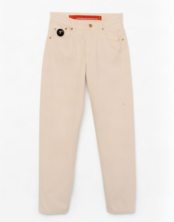 Trussardi blugi conici pentru femei cu talie înaltă IT 32 2XS W26 L30 bumbac alb