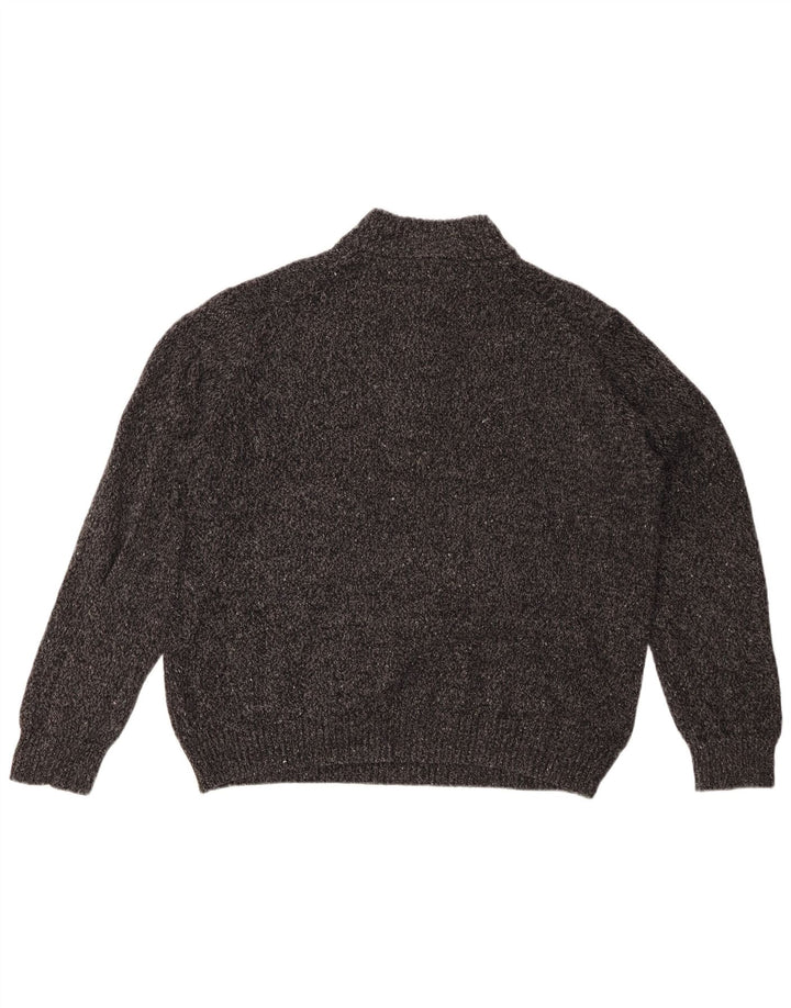 Pulover Izod pentru femei cu gât cu nasturi, UK 20 2XL, gri acrilic pătat