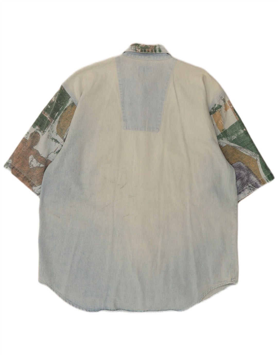 Cămașă de blugi vintage cu mânecă scurtă pentru bărbați, mare, albastră, retro