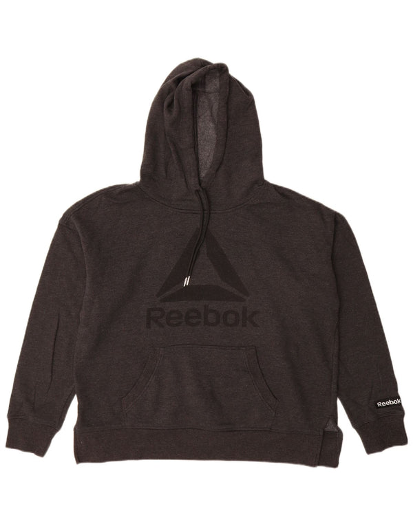 Jumper Reebok pentru femei, supradimensionat, cu capota, UK 14, bumbac, gri mediu