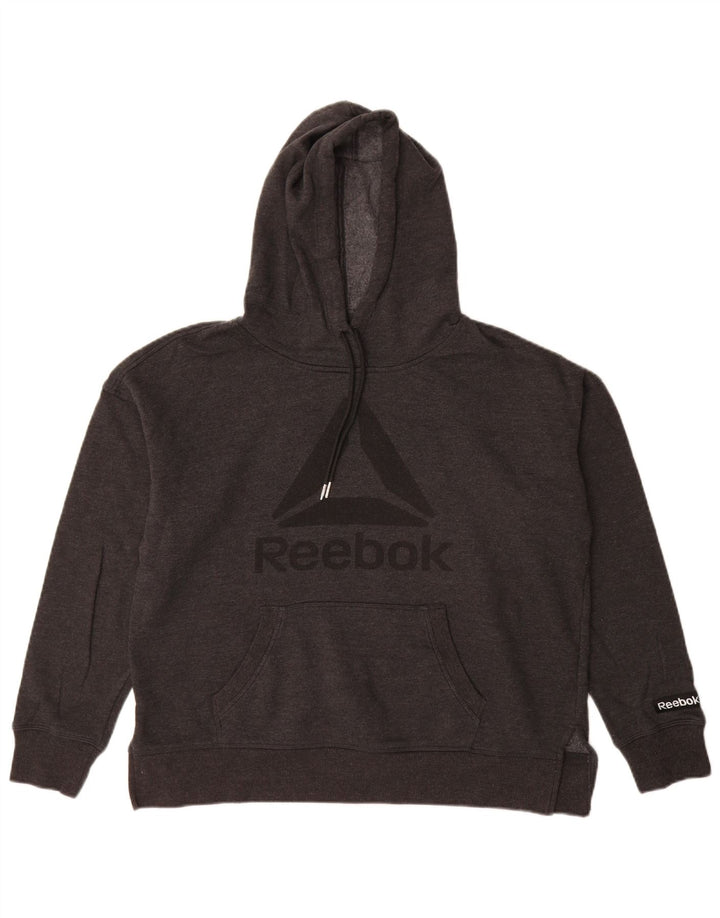 Jumper Reebok pentru femei, supradimensionat, cu capota, UK 14, bumbac, gri mediu