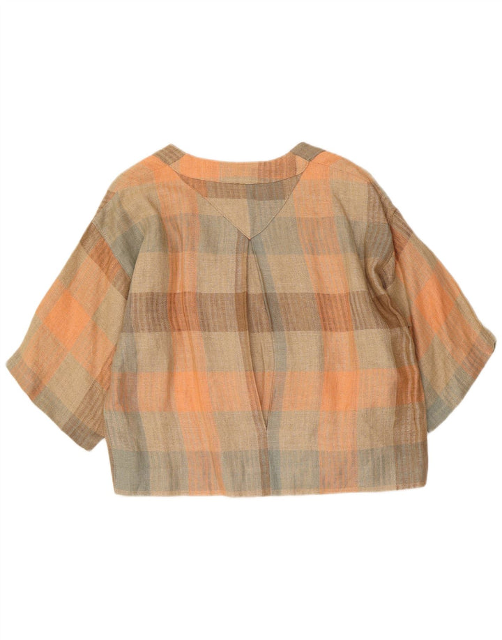 Bluză de damă vintage cămașă crop UK 16, mare, multicoloră